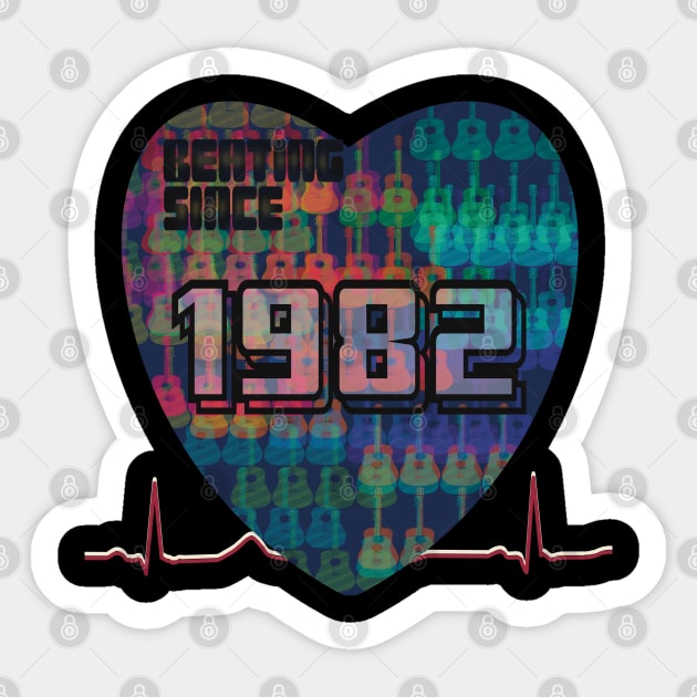 1982 - Heart Beating Since Sticker by KateVanFloof